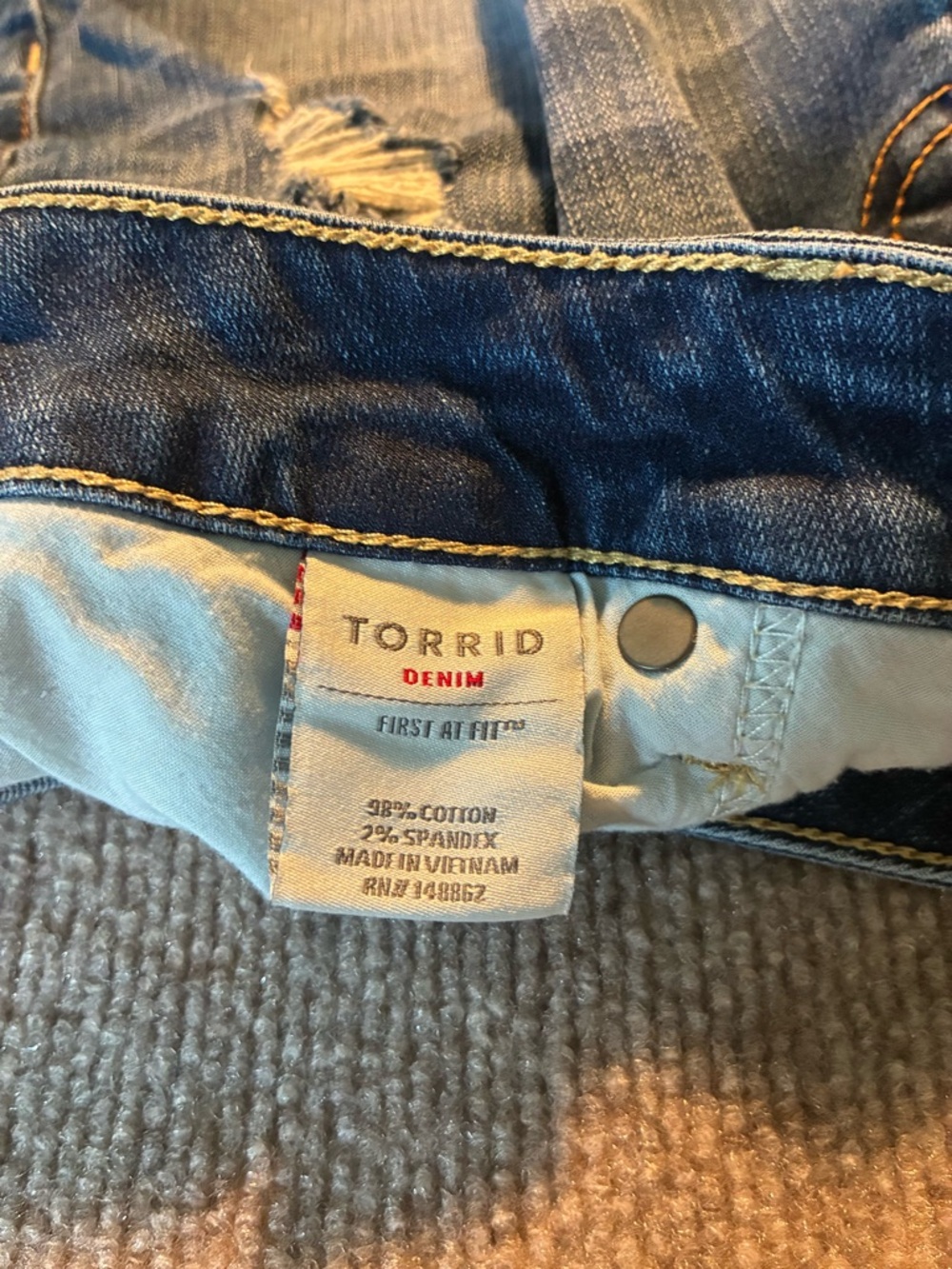 Torrid Medium Blue Distressed Roll-Cuff Denim Bermuda Shorts - Picture 5 of 8